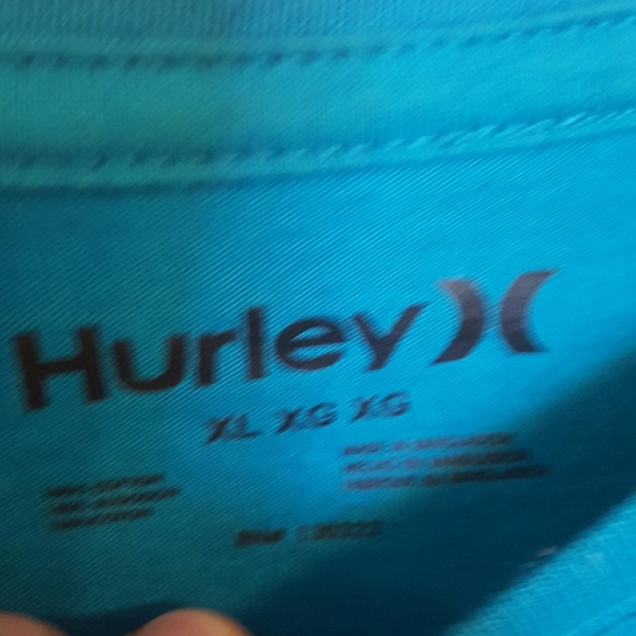 Hurley Men Short Sleeve Teal T-Shirt Big Logo - Picture 3 of 4